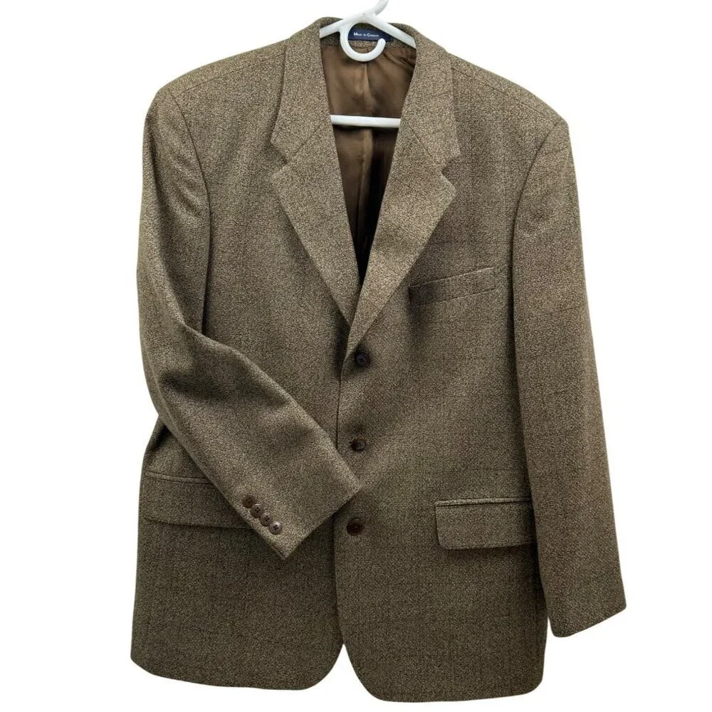 BRANDINI Le Collezioni Men's 42R 100% Wool Blazer Classic Fit Brown Tweed Tailor